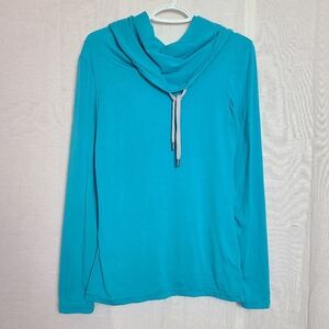 Black Mountain Women's Cyan Oversized Collar Athletic Active Outdoor Top Shirt